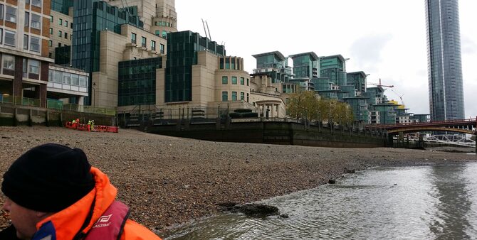 Rescue And Safety Boat Operations At SIS Vauxhall Bridge London